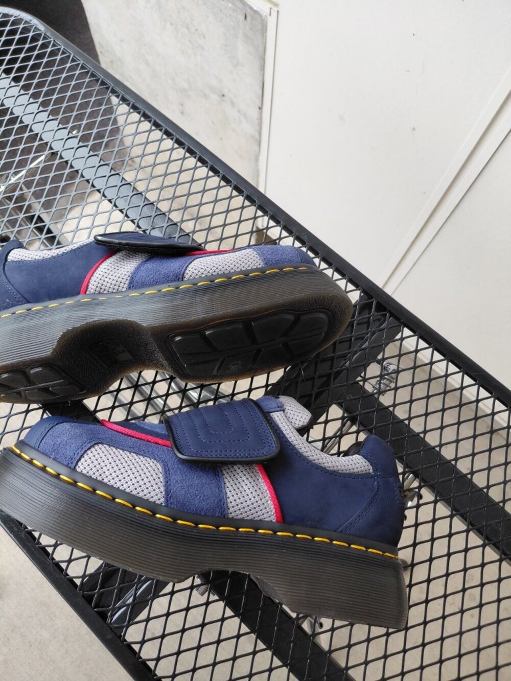 Dr. Martens Buzz Strap Mixed Material Platform Shoes Midnight Blue Grey Women 8 - Picture 5 of 6
